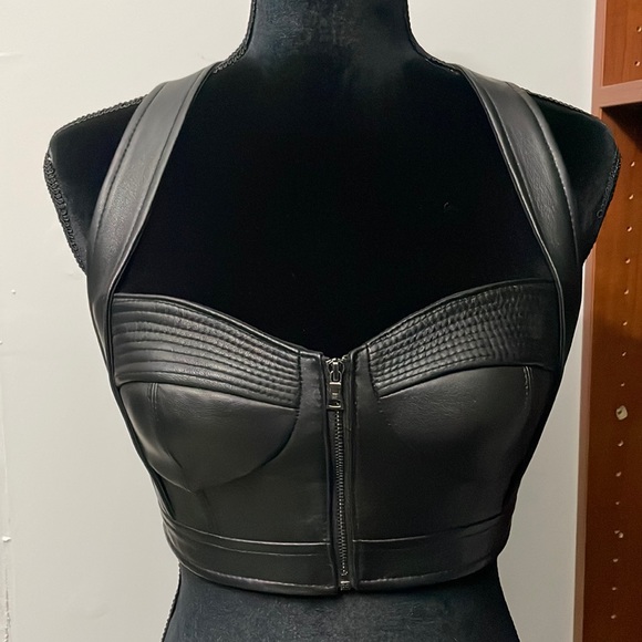 BCBGMaxAzria Tops - BCBGMAZAZRIA LEATHER TOP